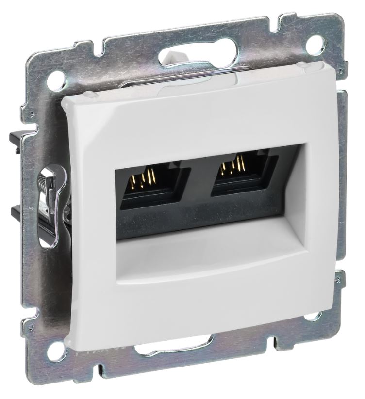 Valena розетка компьютерная 2xRJ45, Cat.5Е UTP, скрытой установки, белый (774231)