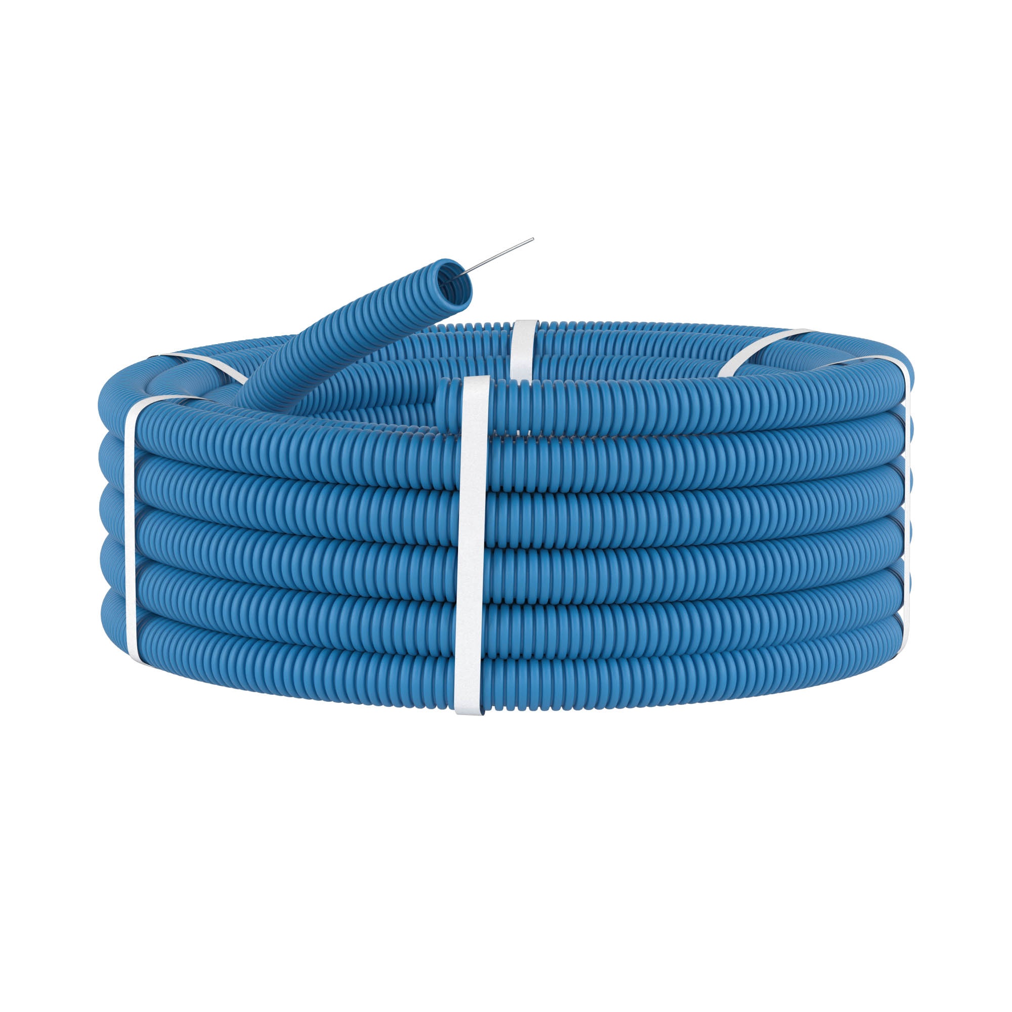 Труба ППЛ тяжелая, синяя D25 (11525), гибкая гофрированная, с протяжкой