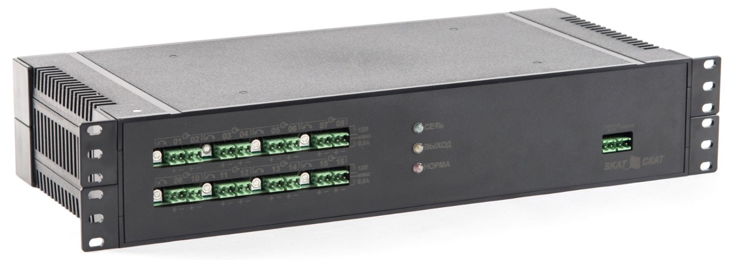 SKAT-V.16 Rack (SKAT-VM.16 RACK (SKAT-VM ИБП-12Р/8-16(0,5)/8(1)-RACK)) (2155), источник вторичного электропитания резервированный