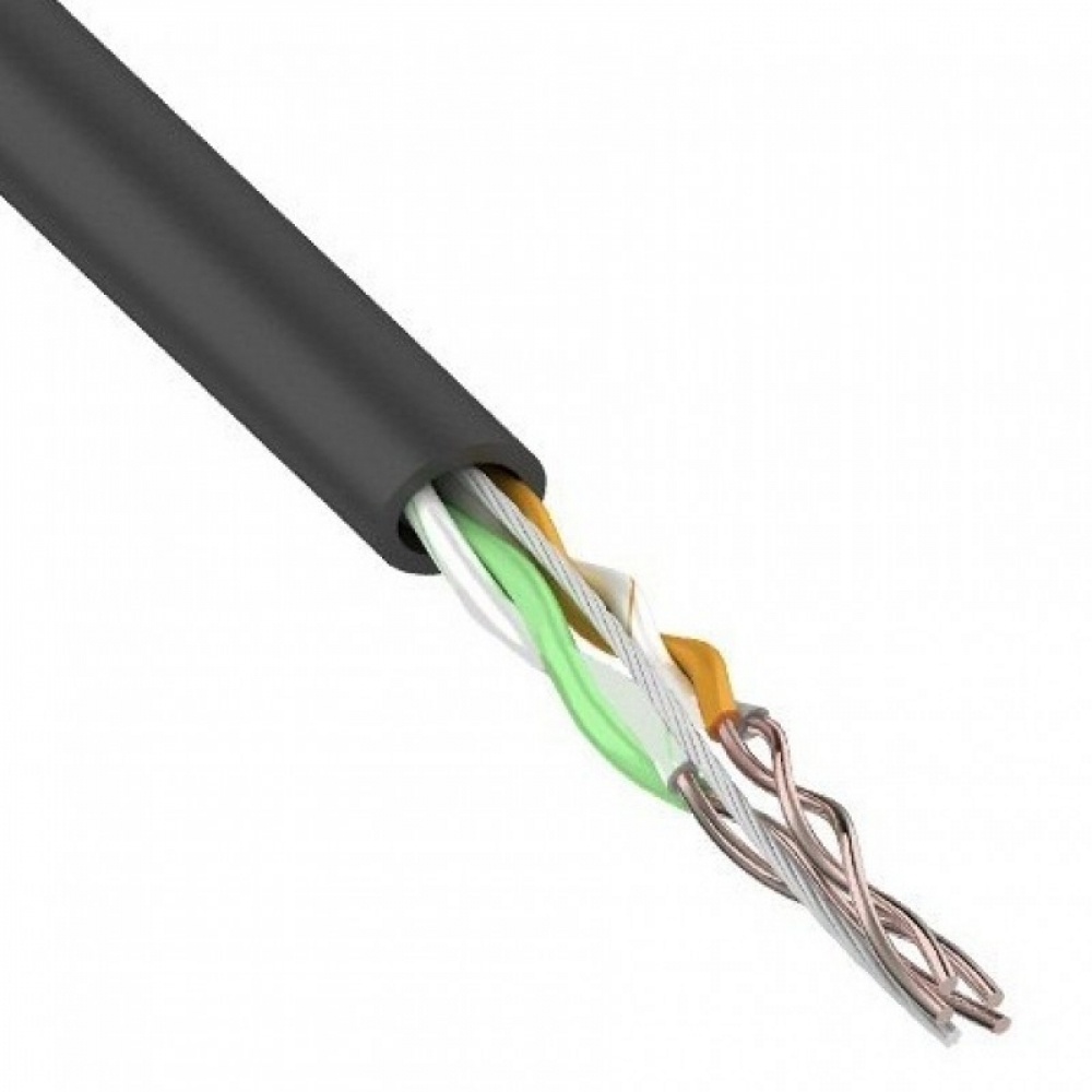 U/UTP, CAT 5e, PE, 2PR, 24AWG, OUTDOOR, SOLID, черный, 305м, REXANT (01-0025), кабель «витая пара» (LAN) для структурированных систем связи