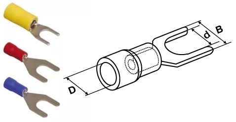 Наконечник НВИ 1,25-5 вилка 0,5-1,5мм красный (100 шт) (UNL10-D15-4-5)