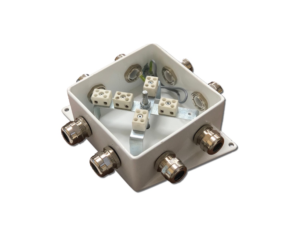 КМ-О (10к)-IP66-120х120, шесть вводов, коробка монтажная огнестойкая