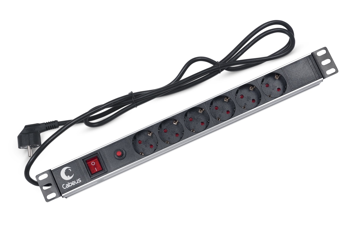 PDU-6P-F-2EU (7296c), блок розеток 19"