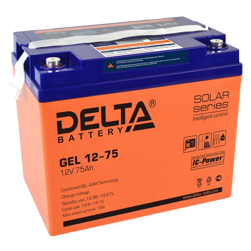 Delta GEL 12-75, аккумулятор герметичный свинцово-кислотный