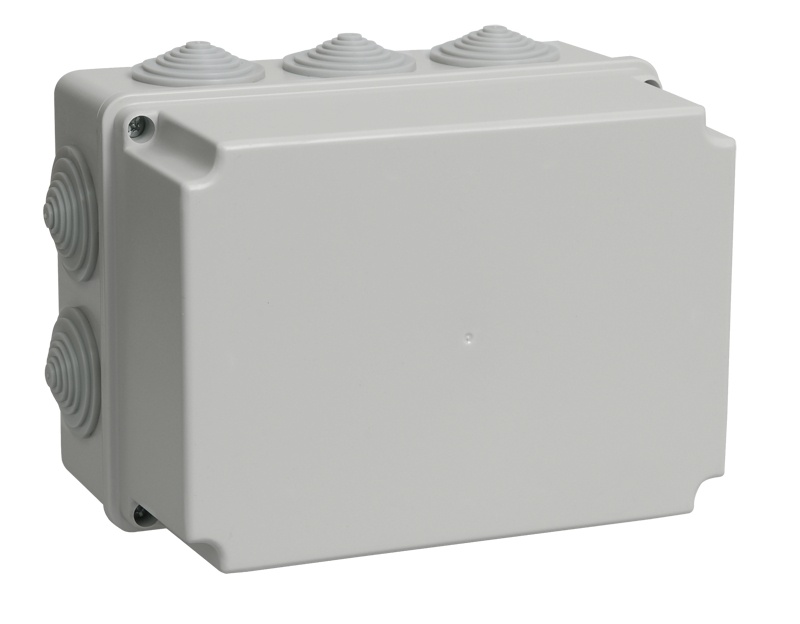 Коробка распаячная КМ41246 190х140х120 открытой проводки безгалогенная (HF) IP55 10 гермовводов серая (UKO10-190-140-120-K41-55)