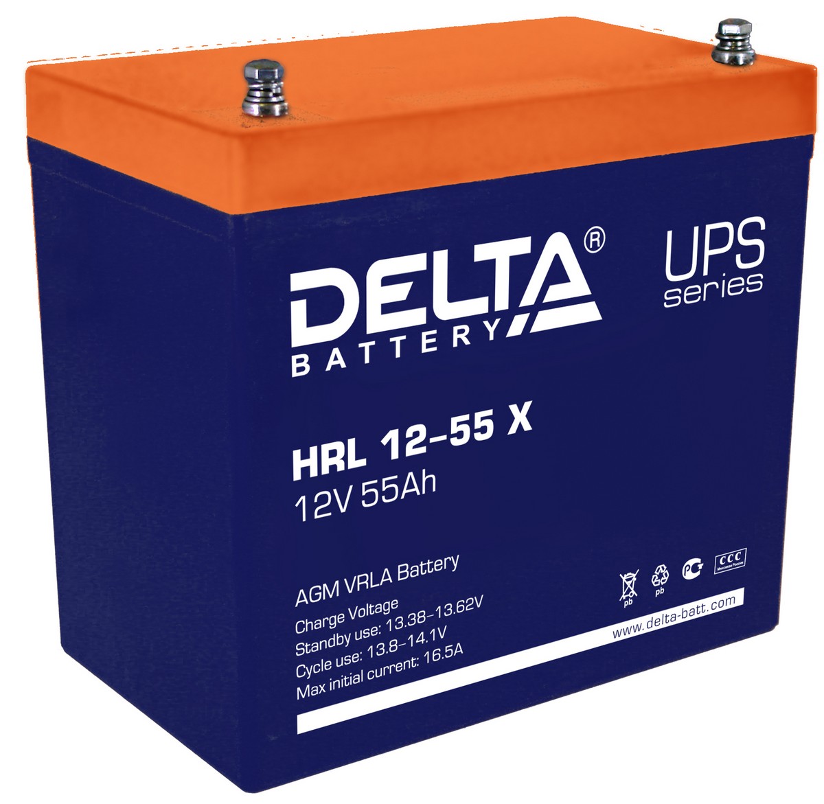 Delta HRL 12-55 X, аккумулятор герметичный свинцово-кислотный