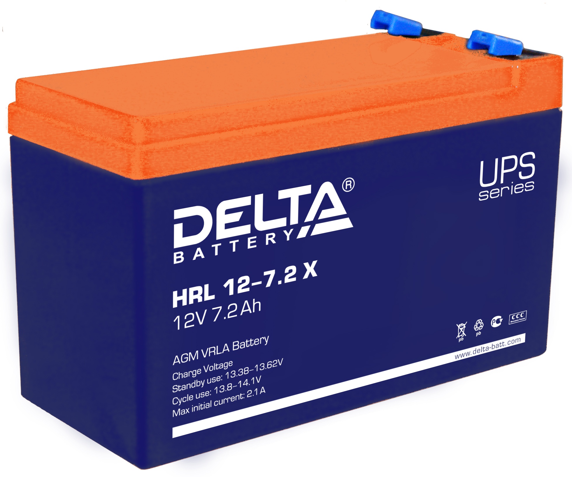 Delta HRL 12-7.2 X, аккумулятор герметичный свинцово-кислотный