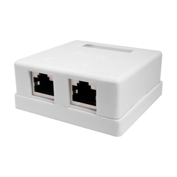 Розетка настенная RJ-45, 8P8C, Cat.5e, 2 порта, FTP (10-0308), компьютерная розетка
