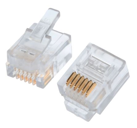 Коннекторы 6P6C (RJ-11) (100 шт) (10-0228), телефонный разъем 6P6C (RJ-11)