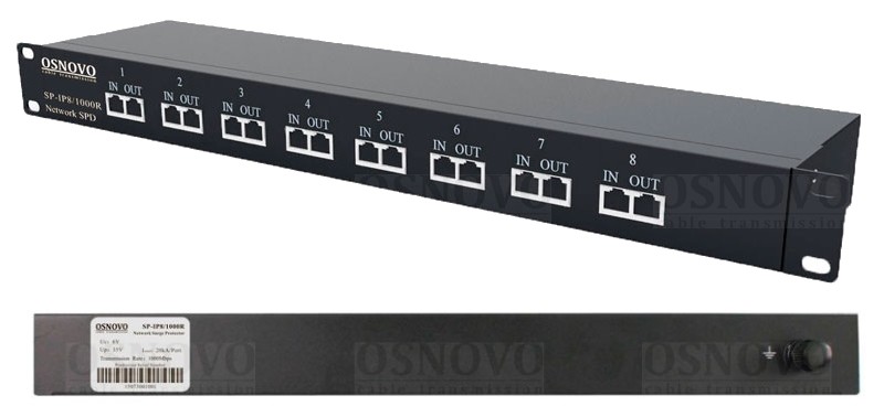 SP-IP8/1000R, устройство грозозащиты цепей Ethernet