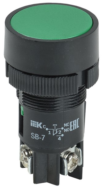 Кнопка SB-7 "Пуск" зеленая D=22 мм (BBT40-SB7-K06)