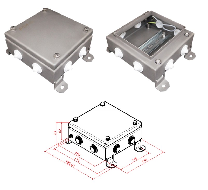 КМ IP55-1515, 8 вводов, нержавейка, коробка монтажная электротехническая