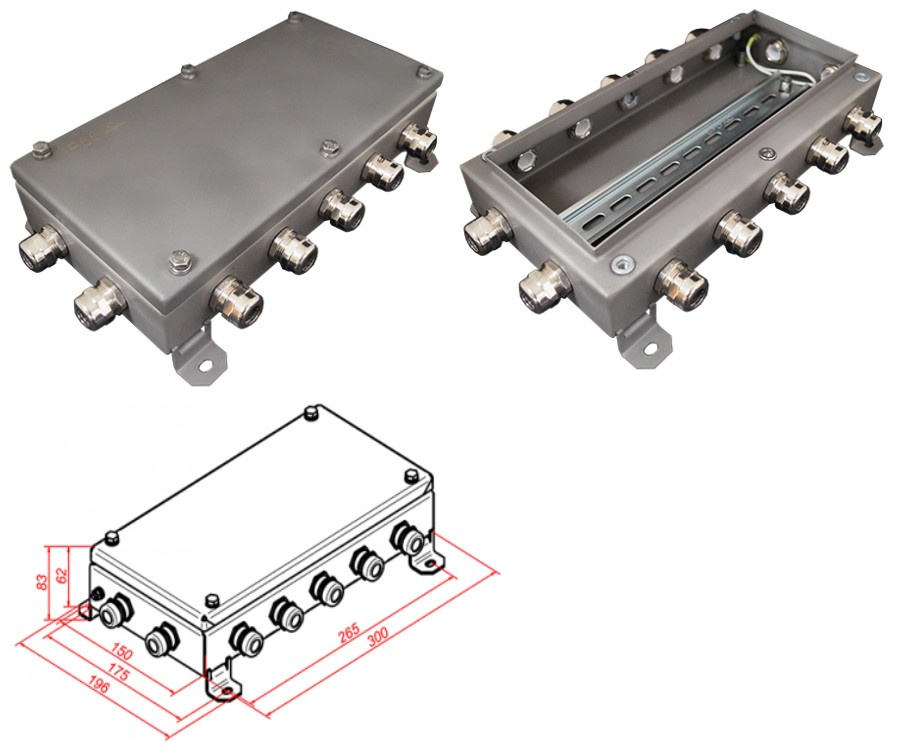 КМ IP66-1530, 12 вводов, нержавейка, коробка монтажная электротехническая