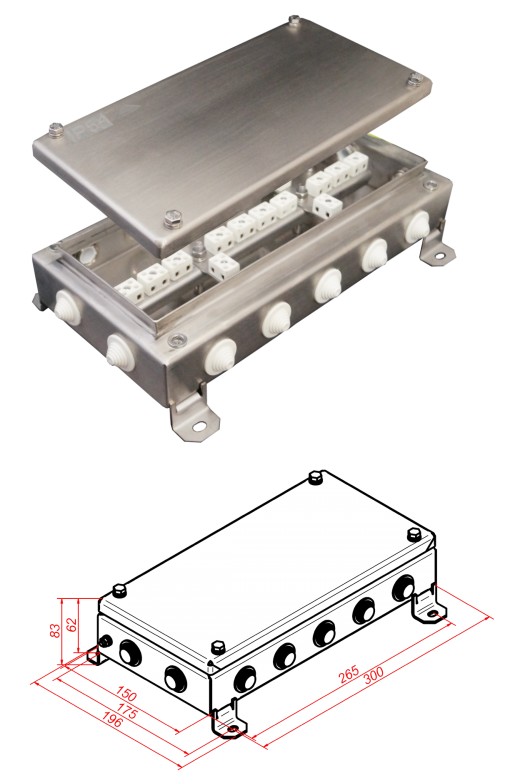 КМ-О (28к)-IP55-1530, 14 вводов, нержавейка, коробка монтажная огнестойкая