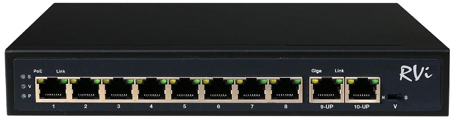 RVi-1NS08F-2T (1G), коммутатор с питанием по PoE