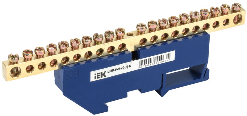Шина N "ноль" на DIN-изоляторе ШНИ-6х9-20-Д-С (YNN10-69-20D-K07)