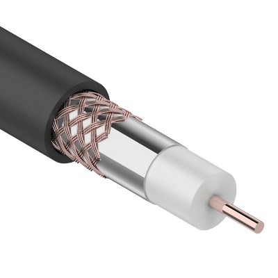 RG-6U+Cu, 75 Ом, Cu/Al/Cu, 64%, 305 м OUTDOOR REXANT (01-2232), кабель коаксиальный радиочастотный