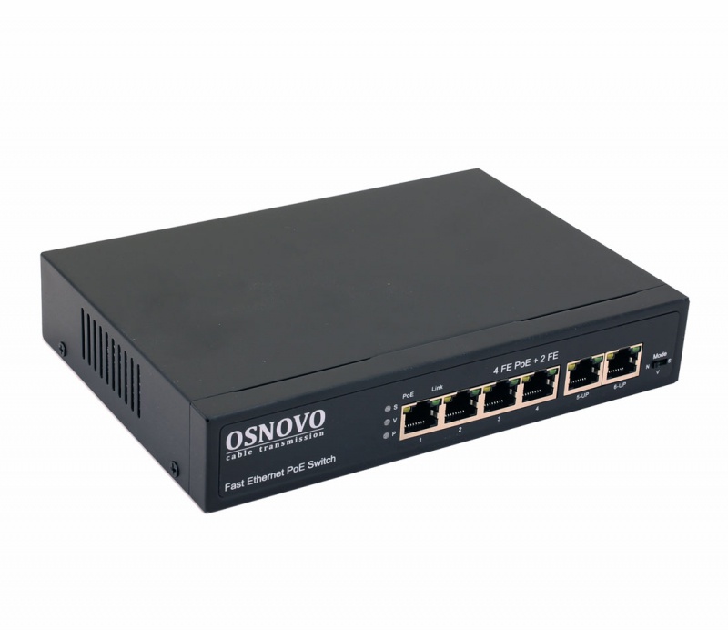 SW-20600(80W), коммутатор 6-портовый Fast Ethernet с PoE