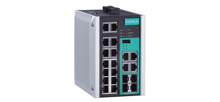EDS-518E-4GTXSFP, управляемый коммутатор Gigabit Ethernet c портами 14х10/100BaseTX, 4х10/100/1000BaseT(X) или 100/1000BaseSFP