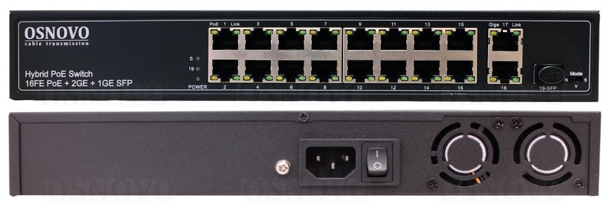 SW-61621(300W), коммутатор 16-портовый Fast Ethernet с PoE
