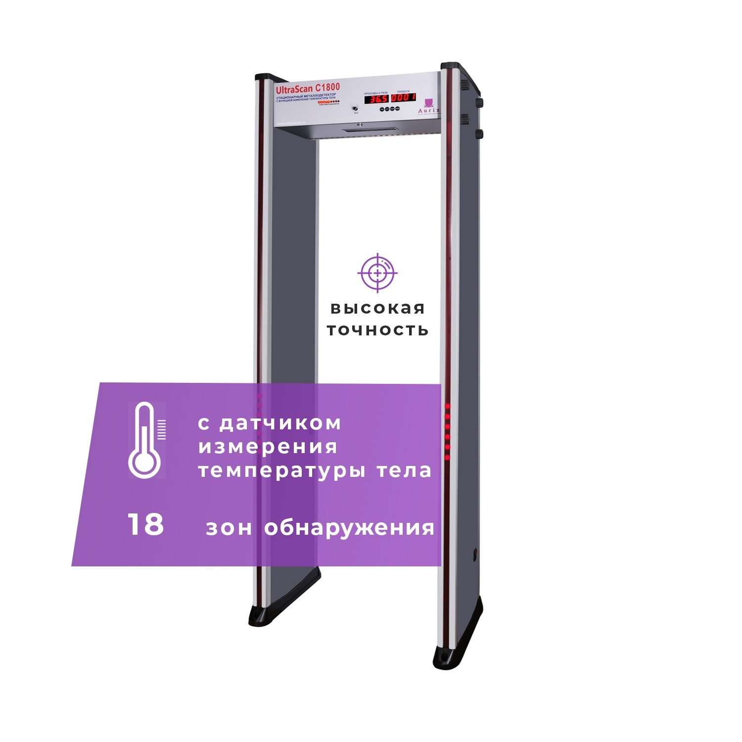 UltraScan C1800 серия T, металлодетектор арочный с термодатчиком