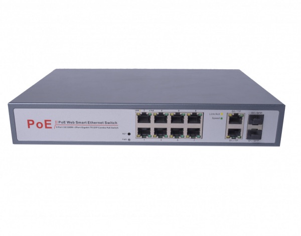 CO-SWP8FM, коммутатор 8-портовый Gigabit Ethernet с PoE