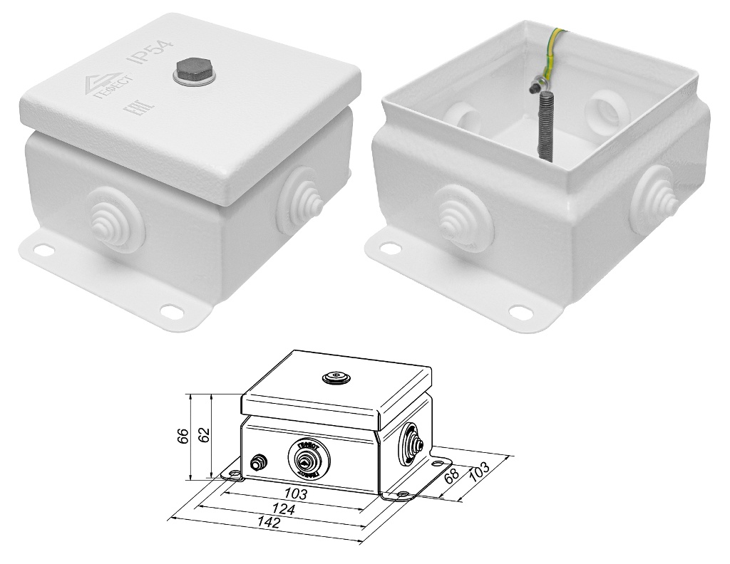 КМ IP55-1010 (без DIN рейки), коробка монтажная электротехническая