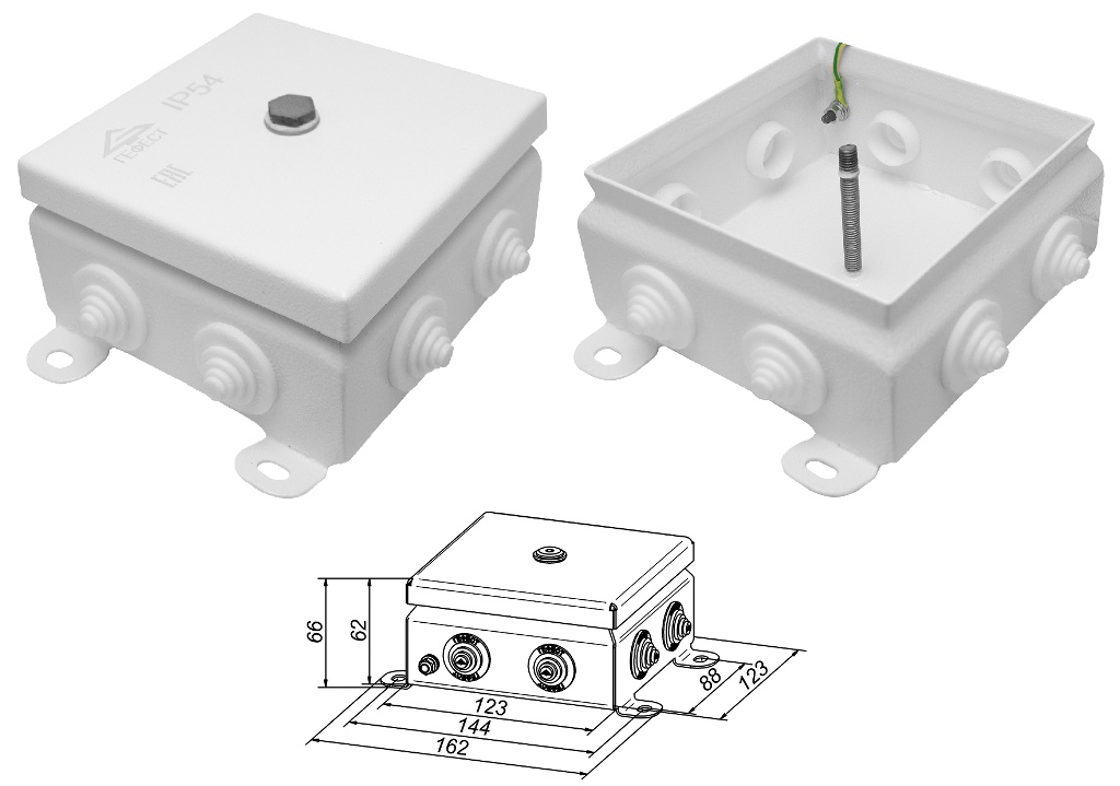 КМ IP55-1212, коробка монтажная электротехническая