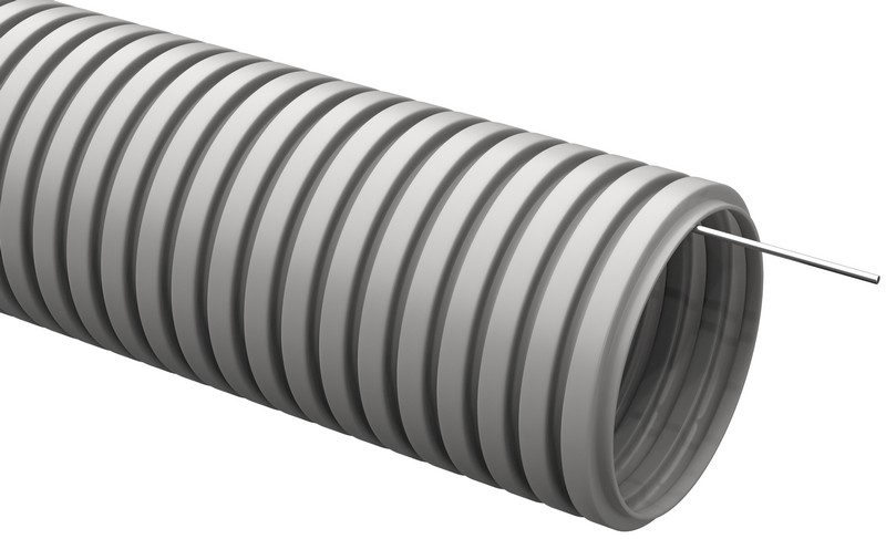 Труба ПВХ легкая серая с протяжкой D16 ELASTA (CTG20-16-K41-100I) гофрированная, не распространяющая горение