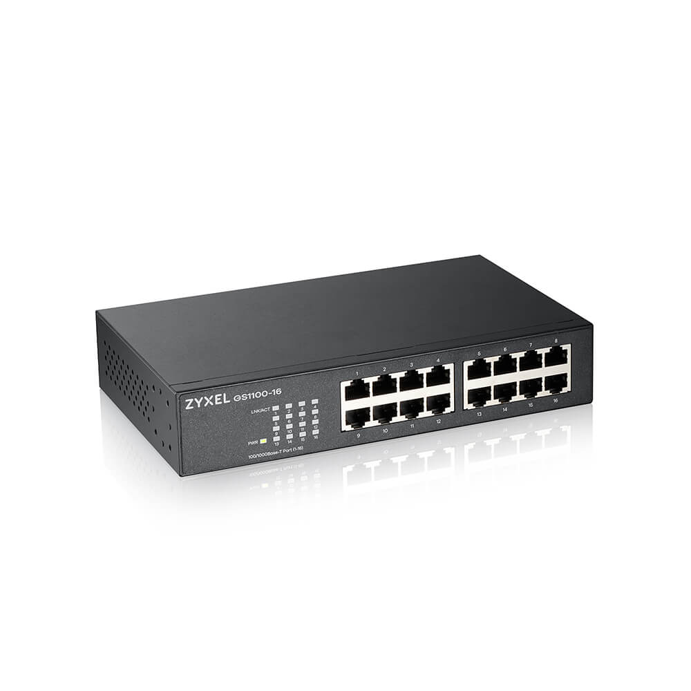 GS1100-16-EU0103F, коммутатор 16xGE, rack 19", бесшумный