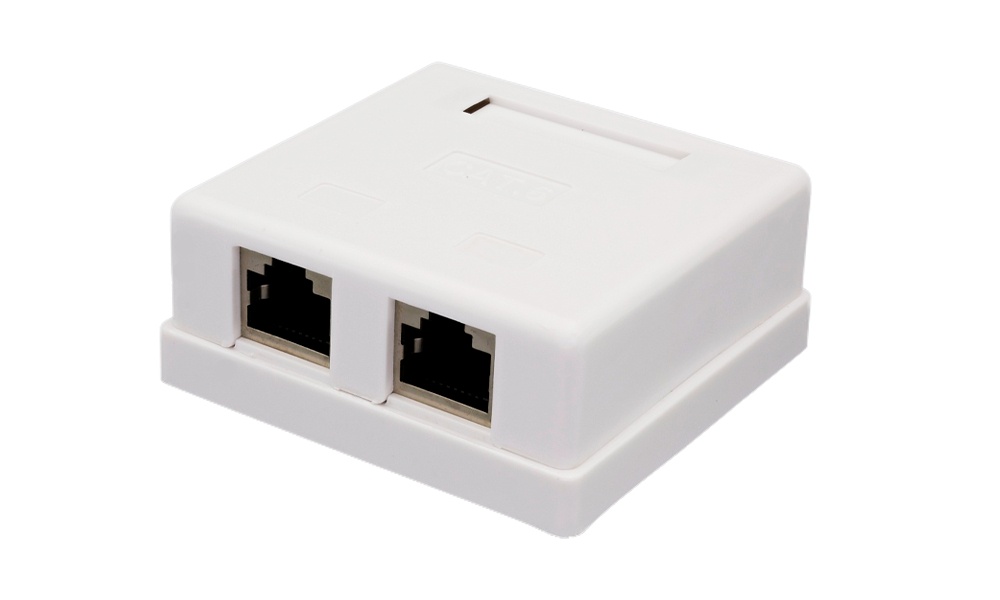 Розетка компьютерная настенная RJ-45, 8P8C, Cat.6, 2 порта FTP (10-0353)