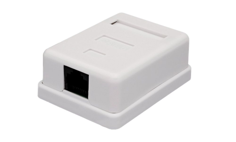 Розетка компьютерная настенная RJ-45, 8P8C, Cat.6, 1 порт UTP (10-0355)