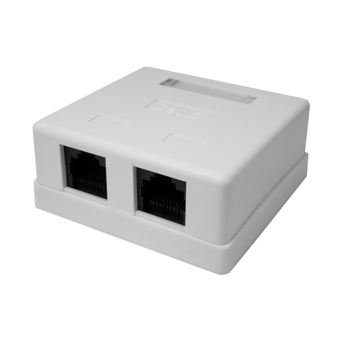 Розетка компьютерная настенная RJ-45, 8P8C, Cat.6, 2 порта UTP (10-0310)