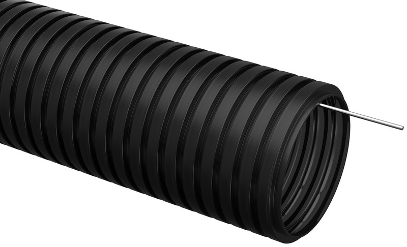 Труба ПНД лёгкая черная с протяжкой D16 ELASTA (CTG20-16-K02-100-1) гофрированная