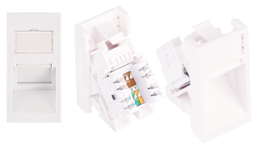 NMC-PM1UD2-AH-WW, вставка Mosaic, 22,5х45мм, 1 порт, Кат.5e, UTP