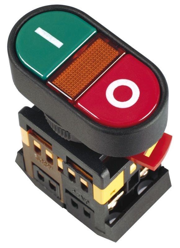 Кнопка APВВ-22N "I-O" неон 1з+1р (BBD10-APBB-K51)