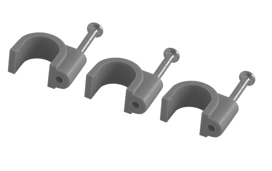 Скоба 6мм круглая пластиковая серая (50 шт) TDM (SQ0514-0061)