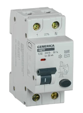 GENERICA АВДТ 32 C32 2Р 30мА (MAD25-5-032-C-30), автоматический выключатель дифференциального тока