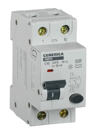 GENERICA АВДТ 32 C40 2Р 30мА (MAD25-5-040-C-30), автоматический выключатель дифференциального тока