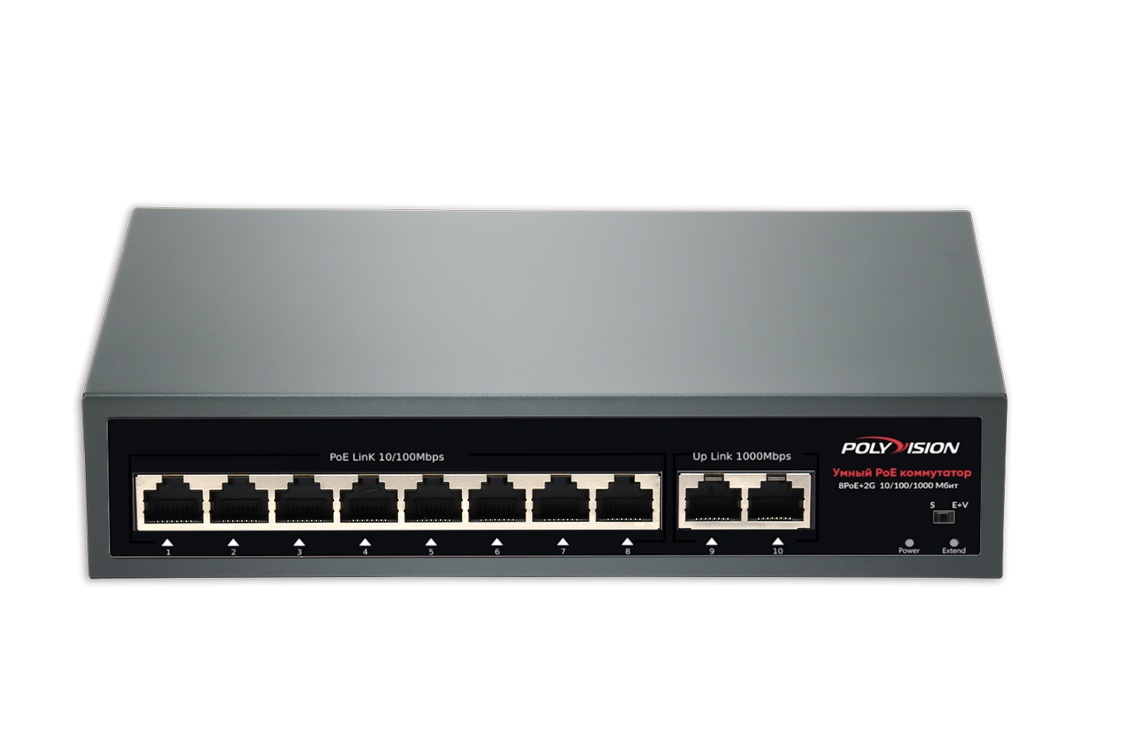 PND-08P-2G (120W), коммутатор AI 10-портовый с функцией PoE