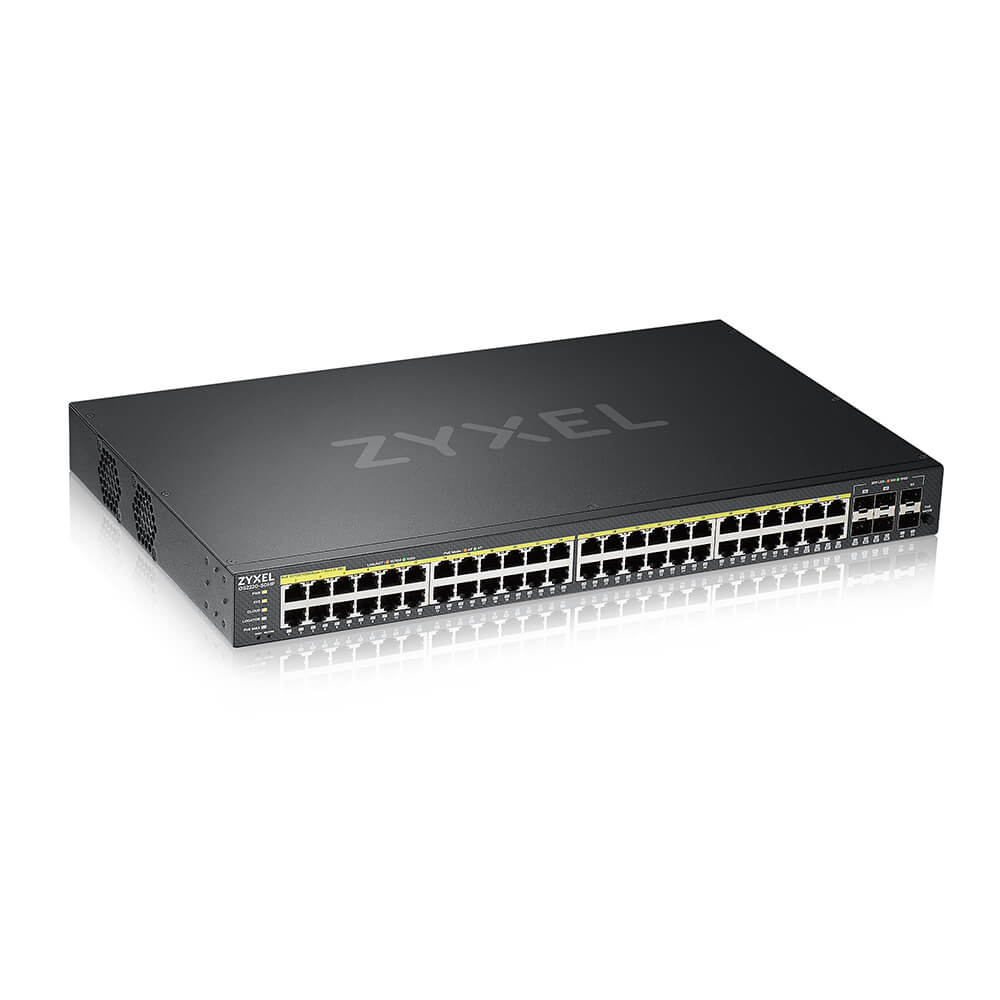 GS2220-50HP-EU0101F, коммутатор гибридный L2 PoE+ rack 19"