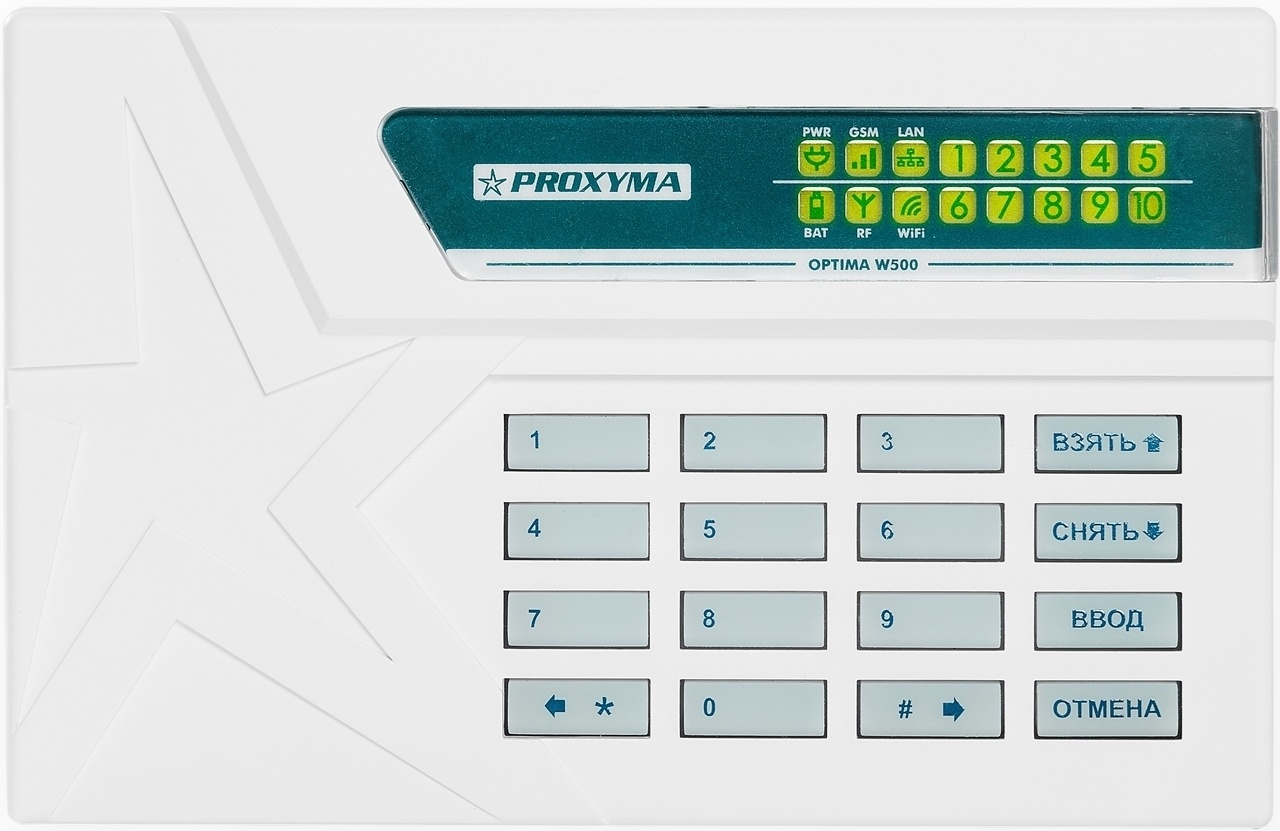 W500RL+ Optima, объектовый прибор с встроенными GSM, РПП Ладога-РК/Ладога-РК+, и проводными шлейфами