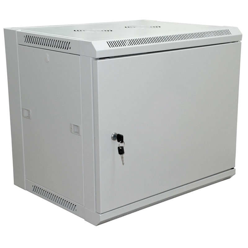 Шкаф телекоммуникационный 19" настенный 6U 600х450х370 мм (ШхГхВ)- передняя дверь металл, боковые стенки съемные (разобранный), RAL 7035 (04-2210), шкаф телекоммуникационный 19" настенный 6U