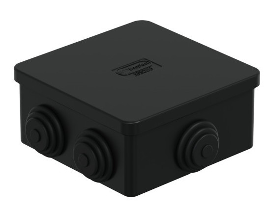 Коробка JBS080 85х85х40, 6 вых, IP44, черная (44006BL-1) монтажная