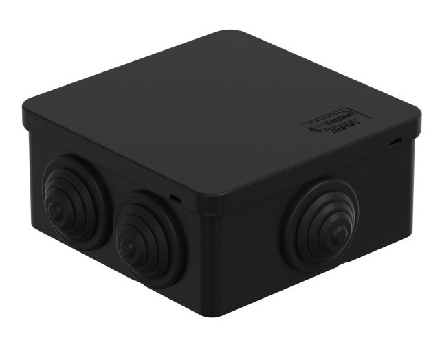 Коробка JBS101 100х100х55, 6 вых., IP55, черная (44037BL-1) монтажная