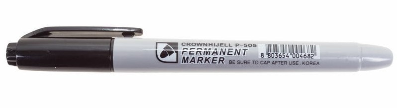 Маркер перманентный Crown «Multi Marker Slim» 2 мм, черный, пулевидный (08-8201), ручка для маркировки