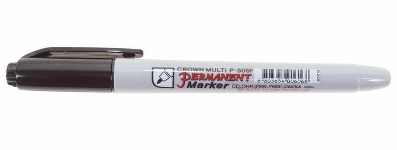 Маркер перманентный Crown «Multi Marker Super Slim» 1 мм, черный, пулевидный (08-8001), ручка для маркировки