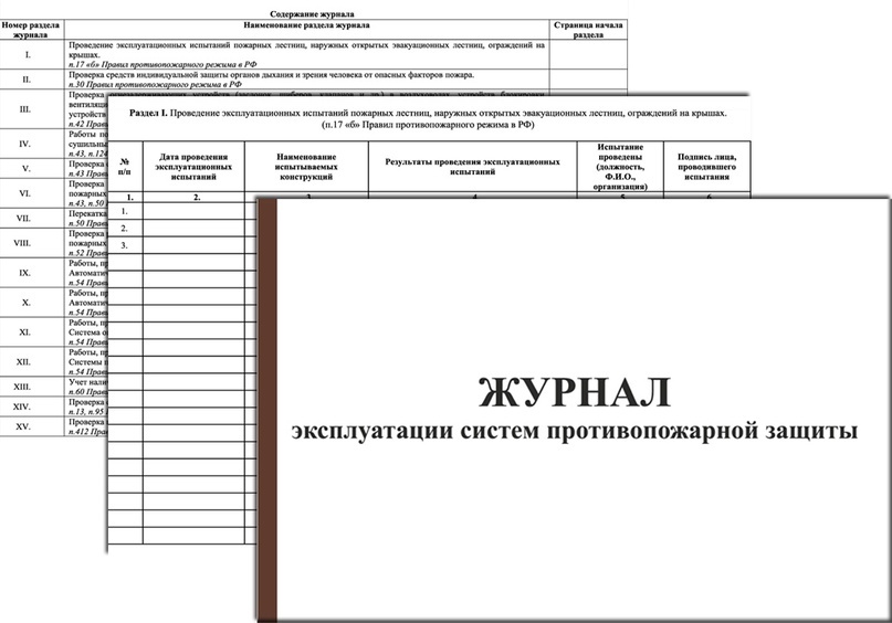 Журнал эксплуатации систем противопожарной защиты, журнал по пожарной безопасности