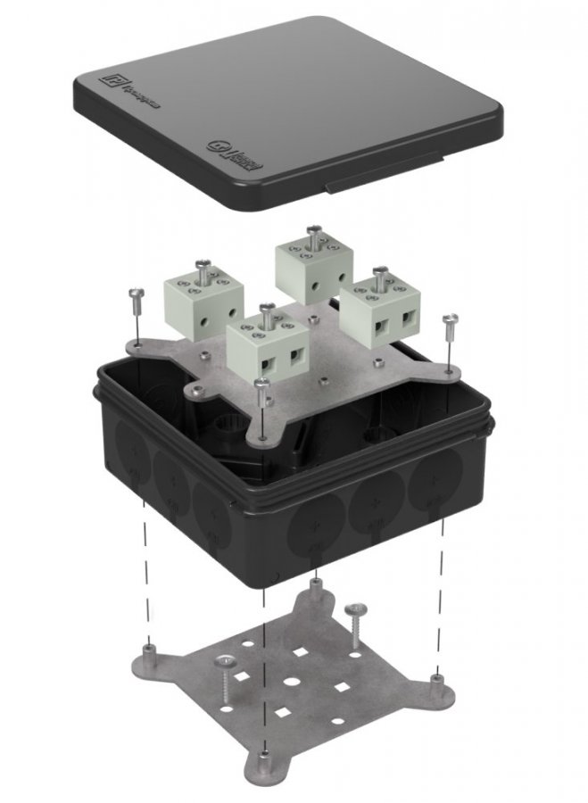 Коробка огнестойкая для о/п двухкомпонентная Е15-Е120 RAL9005 100х100х40 (60-0303-9005-FR6.0-8) (Промрукав)