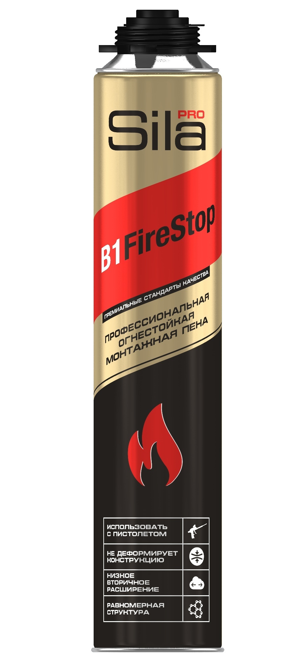 Пена огнестойкая Sila Pro B1 Firestop, 750 мл, монтажная профессиональная